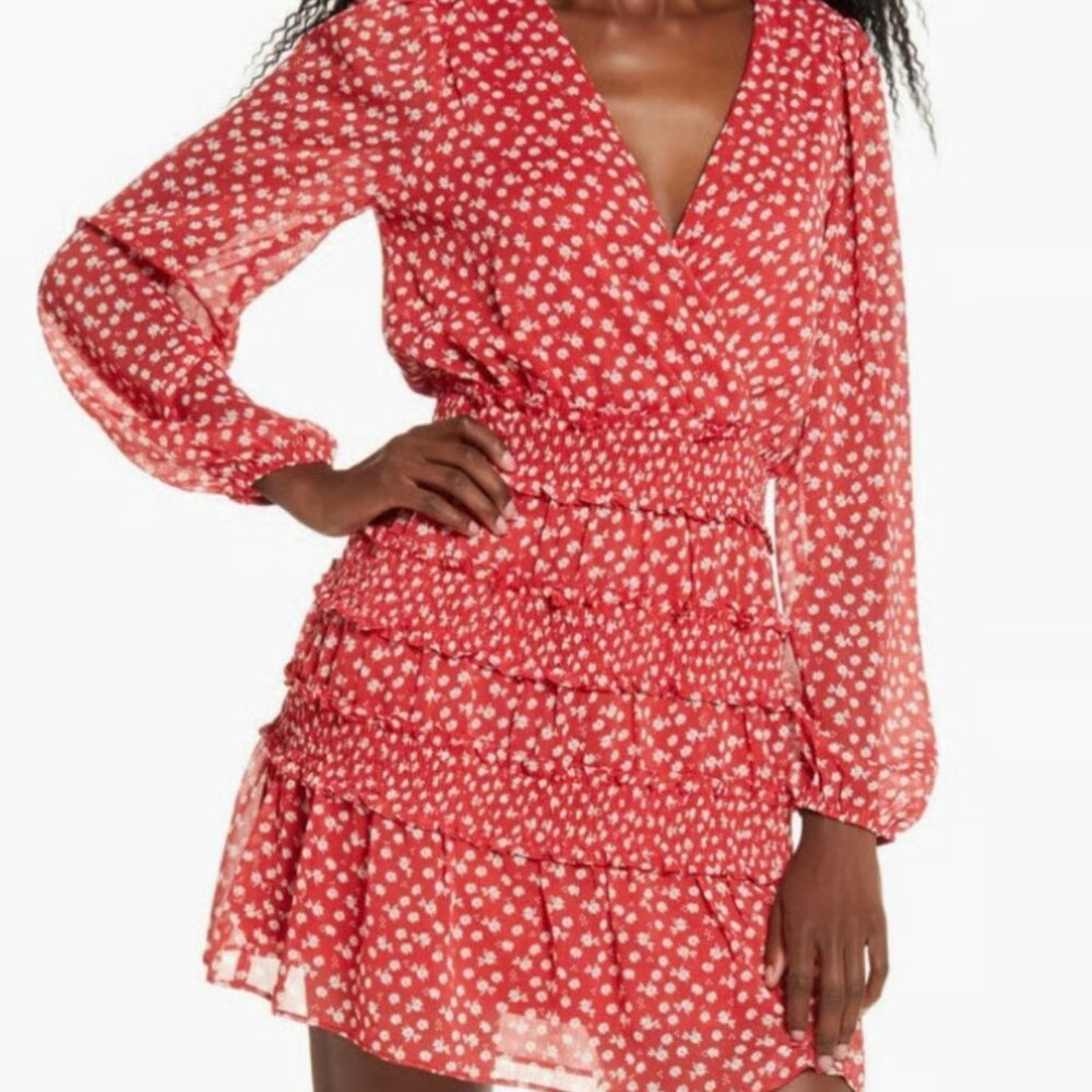Socialite long sleeve floral mini dress